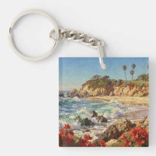 Porte-clés Plage de Californie Art côtier impressionniste