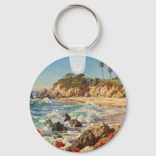 Porte-clés Plage de Californie | Art côtier impressionniste (Recto)