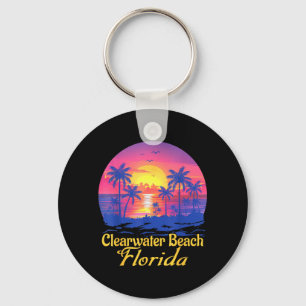 Porte-clés Plage de Clearwater Floride Palmier Vintage Été