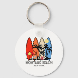 Porte-clés Plage de Montauk New York Planche de surf rétro Vi