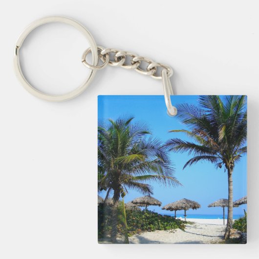 Porte-clés Plage de sable avec palmiers et vue sur l'océan (Devant)