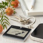 PORTE-CLÉS PLAGE DE SABLE DE NOUVELLE-ZÉLANDE ICONIQUE NOIR N (Devant Droit)