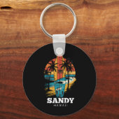 Porte-clés Plage de sable Hawaii Surfboard Surf Rétro (Recto)