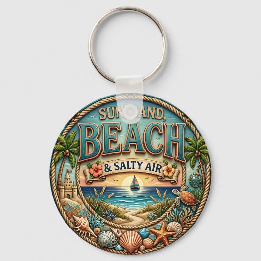 Porte-clés Plage de soleil et de sable (Recto)