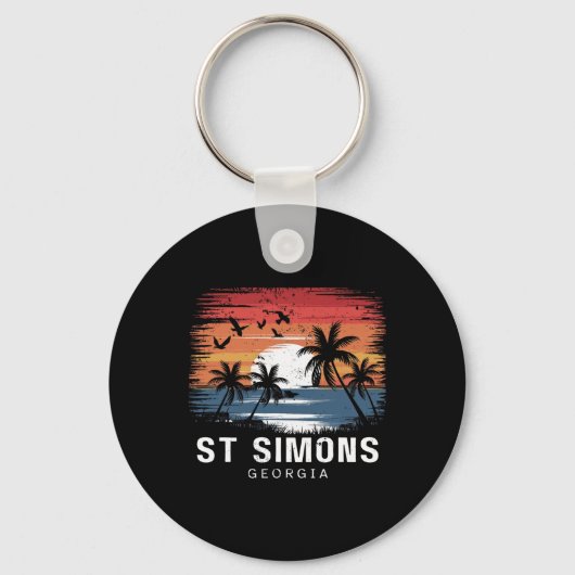Porte-clés Plage de St Simons Géorgie Surfant Surfeur (Recto)