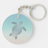 Porte-clés Plage de style Tortue de mer argentée (Dos)