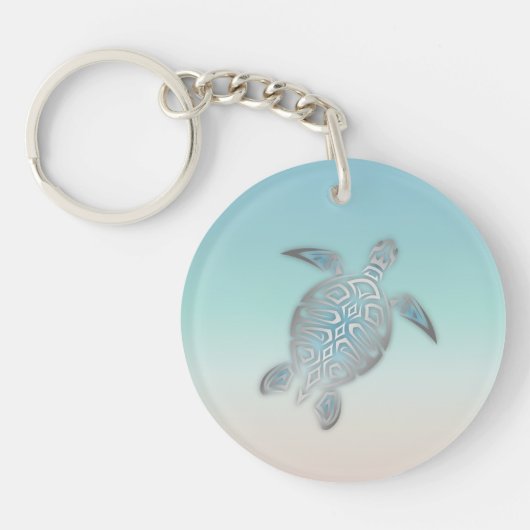 Porte-clés Plage de style Tortue de mer argentée (Devant)