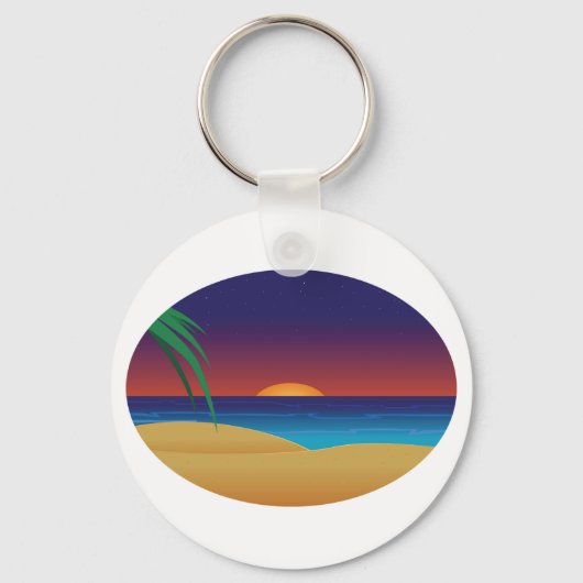 Porte-clés Plage de Sunset Tropical Palm Feuille Ocean Waves (Verso)