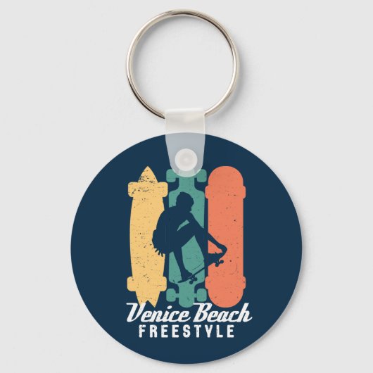Porte-clés Plage de Venice Cali Retro Skateboard Freestyle (Recto)