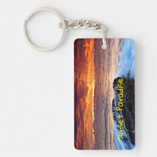 Porte-clés Plage d'île de paradis de coucher du soleil