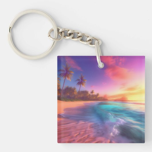 Porte-clés Plage Dreamy colorée (Devant)