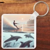 Porte-clés Plage et dauphins (Verso)