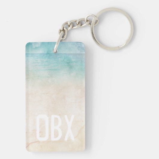 Porte-clés Plage Initiales Sable d'eau Voyage Souvenir Amusem (Dos)
