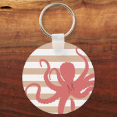 Porte-clés Plage moderne de pieuvre rouge sable blanc rayé (Recto)