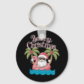 Porte-clés Plage Noël Tropical Vacances Père Noël Beach (Recto)