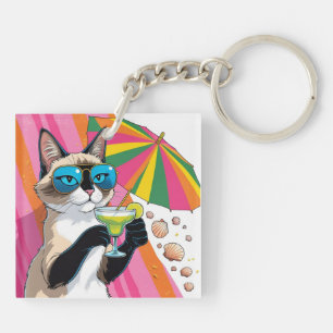Porte-clés Plage pour les amoureux de chat siamois