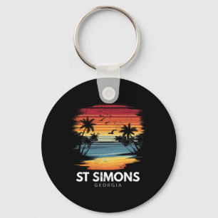 Porte-clés Plage St Simons Géorgie Surfboard Surfing Vintage 