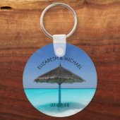 Porte-clés Plage tropicale avec Mariage parapluie en chaume (Recto)