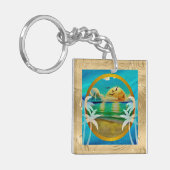 Porte-clés Plage tropicale moderne Palm Trees Sunset Vacances (Devant gauche)