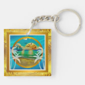 Porte-clés Plage Tropicale Moderne Palmiers Coucher de Soleil (Dos)