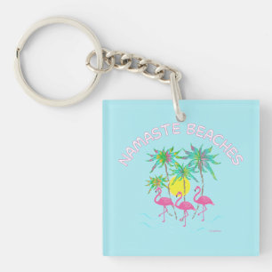 Porte-clés Plages Namaste Flamants roses Yoga Zen Fun