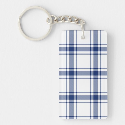 Porte-clés Plaid bleu et blanc marin (Devant)