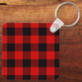 Porte-clés Plaid Buffalo Rouge et Noir Monogrammé (Verso)