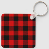 Porte-clés Plaid Buffalo Rouge et Noir Monogrammé (Dos)