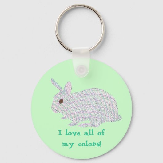 Porte-clés Plaid Bunny, j'aime toutes mes couleurs, porte - c (Recto)