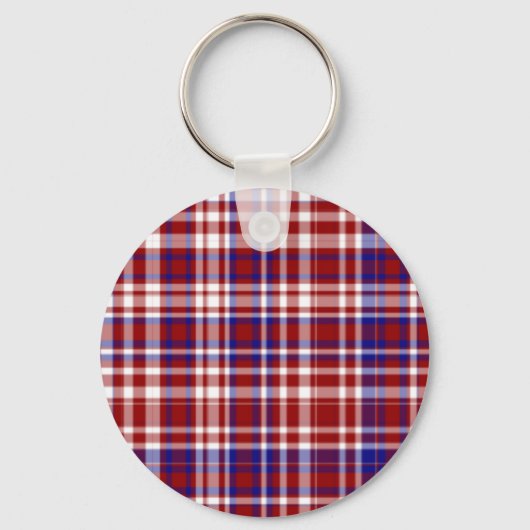 Porte-clés Plaid, Rouge, Blanc, Coll Bleu. 01-PORTE - CLÉ (Recto)