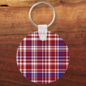 Porte-clés Plaid, Rouge, Blanc, Coll Bleu. 01-PORTE - CLÉ (Recto)