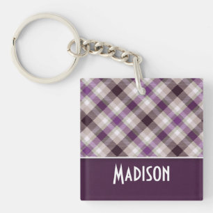 Porte-clés Plaid Tan & Purple