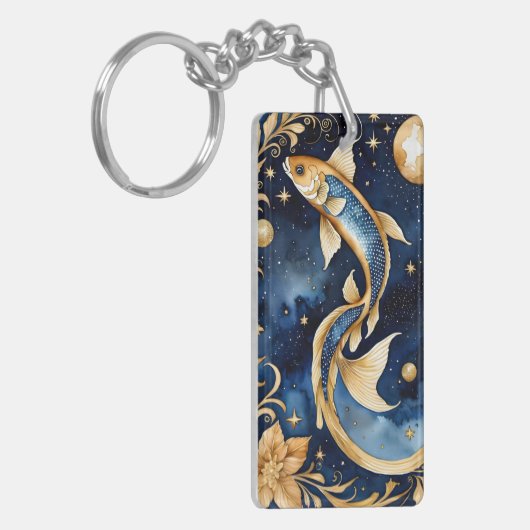 Porte-clés plan d'aquarelle de puits zodiac (Devant gauche)