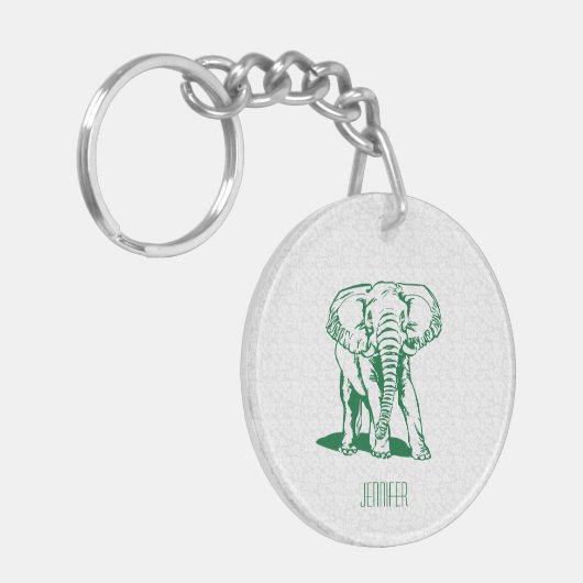 Porte-clés Plan de ligne d'éléphant vert Monogramme Chasseur  (Devant gauche)