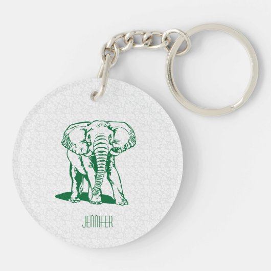 Porte-clés Plan de ligne d'éléphant vert Monogramme Chasseur (Dos)