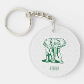 Porte-clés Plan de ligne d'éléphant vert Monogramme Chasseur (Devant)