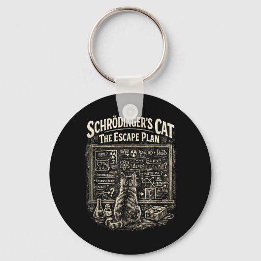 Porte-clés Plan d'évasion drôle du chat de Schrödingers Prof  (Recto)