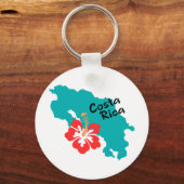Porte-clés Plan du Costa Rica avec fleur d'hibiscus (Recto)