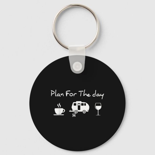 Porte-clés Plan pour la journée café camping vin (Recto)