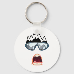 Porte-clés Planche à neige drôle Planchiste Visage de ski Drô