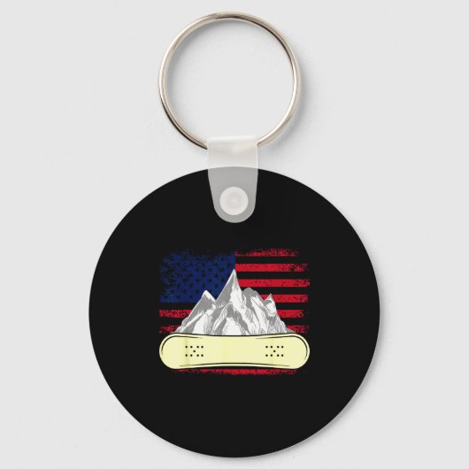 Porte-clés Planche à neige ski drapeau américain (Recto)