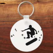 Porte-clés planche à roulettes. planche avec des oiseaux. (Recto)