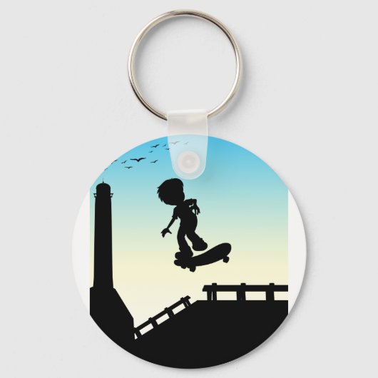 Porte-clés Planche à roulettes Silhouette (Recto)