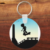 Porte-clés Planche à roulettes Silhouette (Recto)