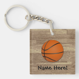 Porte-clés Plancher personnalisé en bois de basket-ball