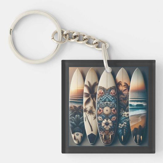 Porte-clés Planches de surf peintes hawaïennes (Devant)