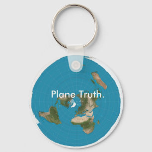 Porte-clés Plane Truth. Azimuthal Equidistant Keychain Button
