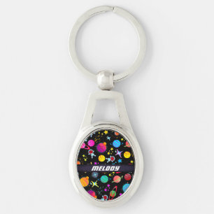 Porte-clés planète spatiale colorée galaxie étoiles motif