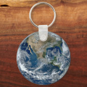 Porte-clés Planète Terre de l'espace avec nuages (Recto)