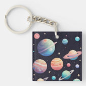 Porte-clés Planètes couleur pastel dans l'espace sombre (Devant)